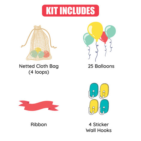 Propcon Birthday Decoration | Balloon Shower Surprise | Net Cloth with Thread