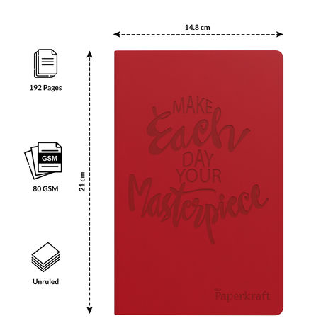 Paperkraft Designer Series With Pu Leather - Red Color, 192 Pages, Pack Of 1-Set Of 1
