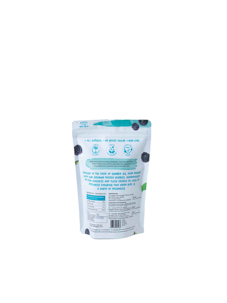 Pluckk Fresh Frozen Blackberry Natural No Added Sugar Non GMO High Fiber Vitamin Rich Snack