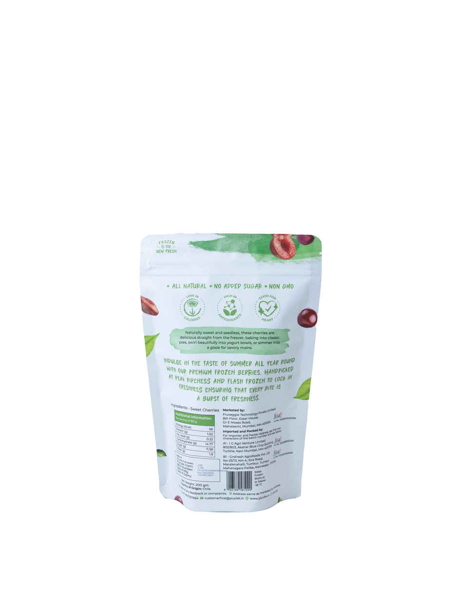 Pluckk Fresh Frozen Seedless Cherry Natural No Added Sugar Non GMO Antioxidant Potassium Rich Snack