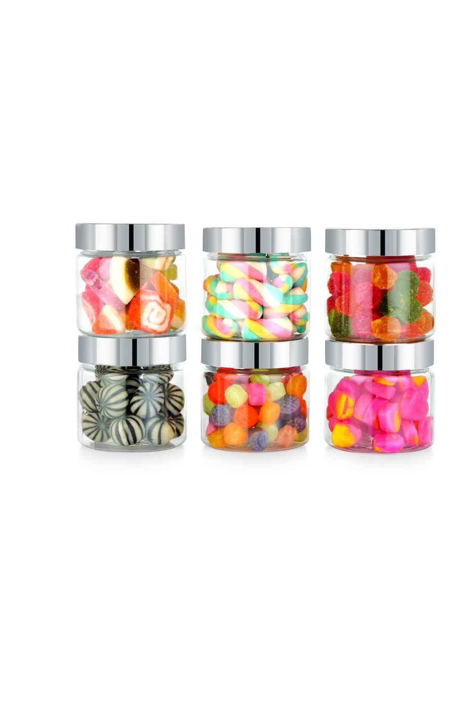 YouBee Plastic Storage Steel Cap Jar Set | Multipurpose Jar Set | 200 ml | Set of 6