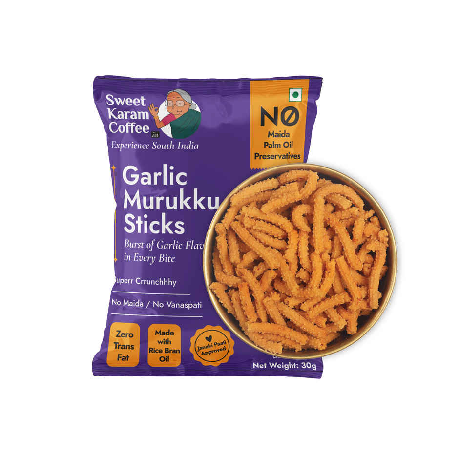 Sweet Karam Coffee Garlic Murukku Sticks Namkeen