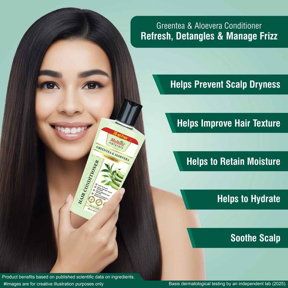 Multani Naturals Greentea & Aloevera Hair Conditioner | For Hair Fall & Scalp Dryness|No SLS