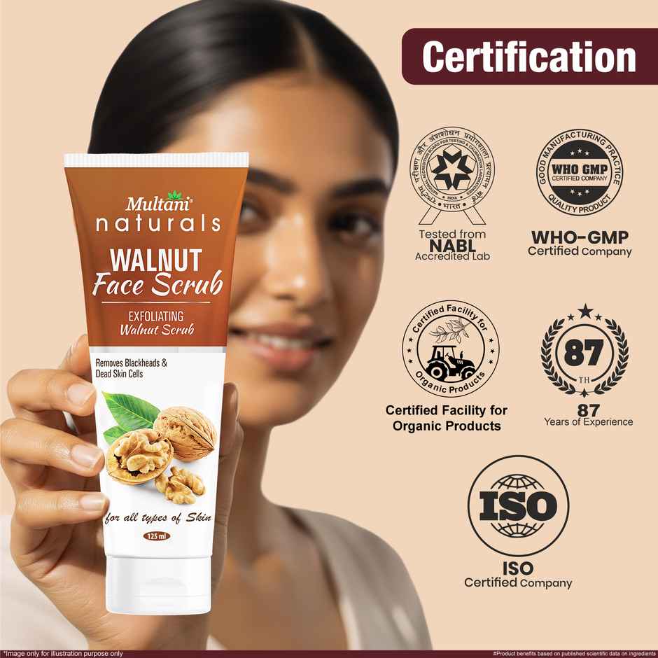 Multani Naturals Walnut Face Scrub | Removes BlackHead & Dead Skin Cells| Unclog Pores