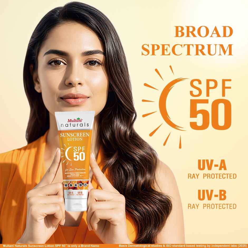 Multani Naturals SPF 50 PA++++ Vitamin C Sunscreen Lotion | Prevent Sunburn | No White Caste