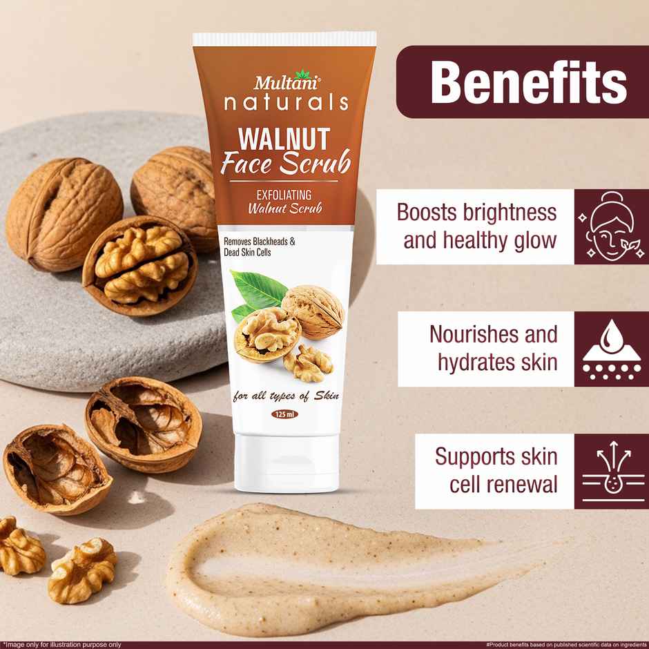 Multani Naturals Walnut Face Scrub | Removes BlackHead & Dead Skin Cells| Unclog Pores