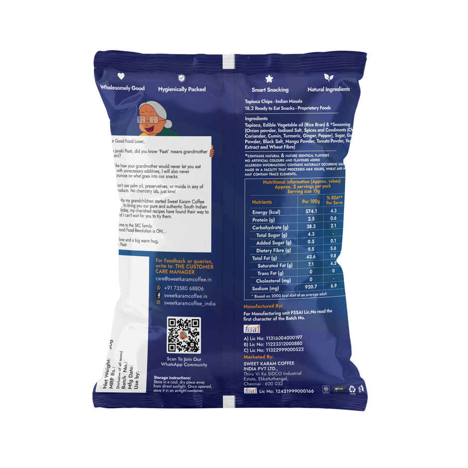 Sweet Karam Coffee Indian Masala Tapioca Chips / Wafers