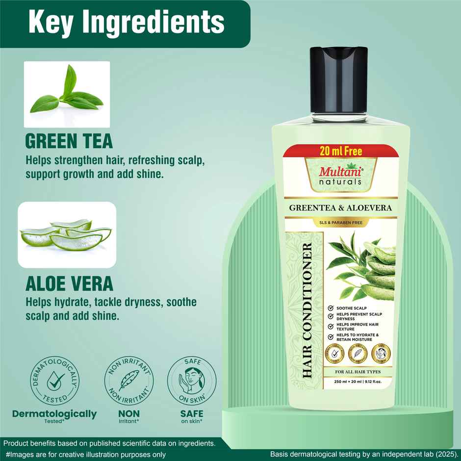 Multani Naturals Greentea & Aloevera Hair Conditioner | For Hair Fall & Scalp Dryness|No SLS