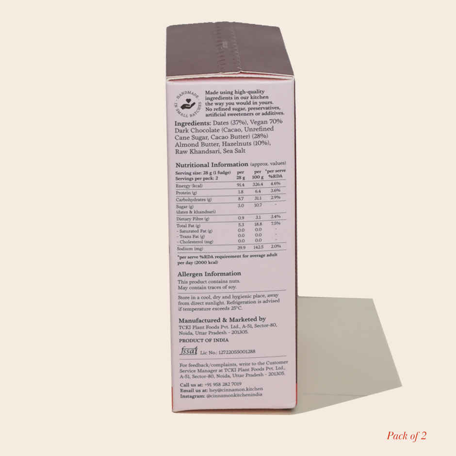 The Cinnamon Kitchen Cacao, Hazelnut & Date Fudge Brownie