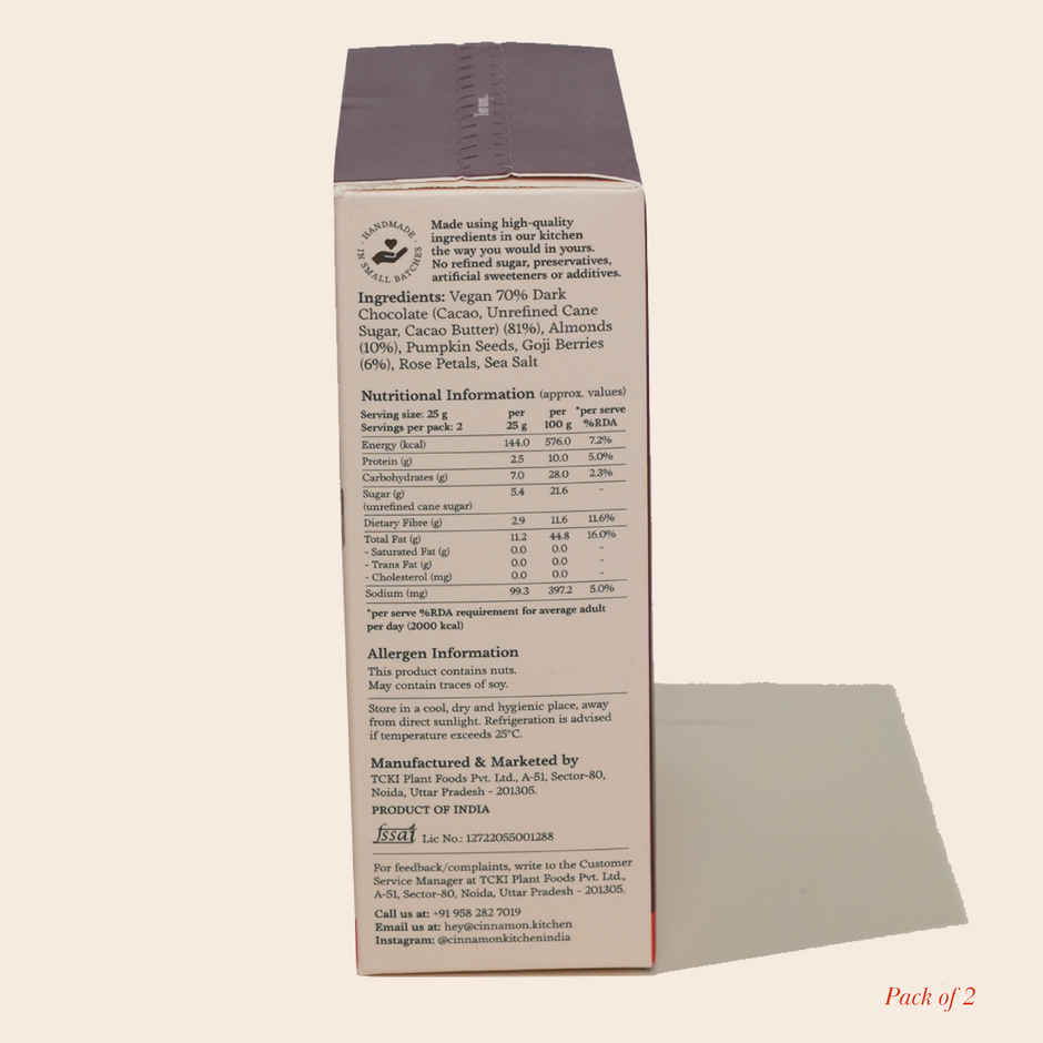 The Cinnamon Kitchen Cacao, Almond & Berry Rocks Dark Chocolate