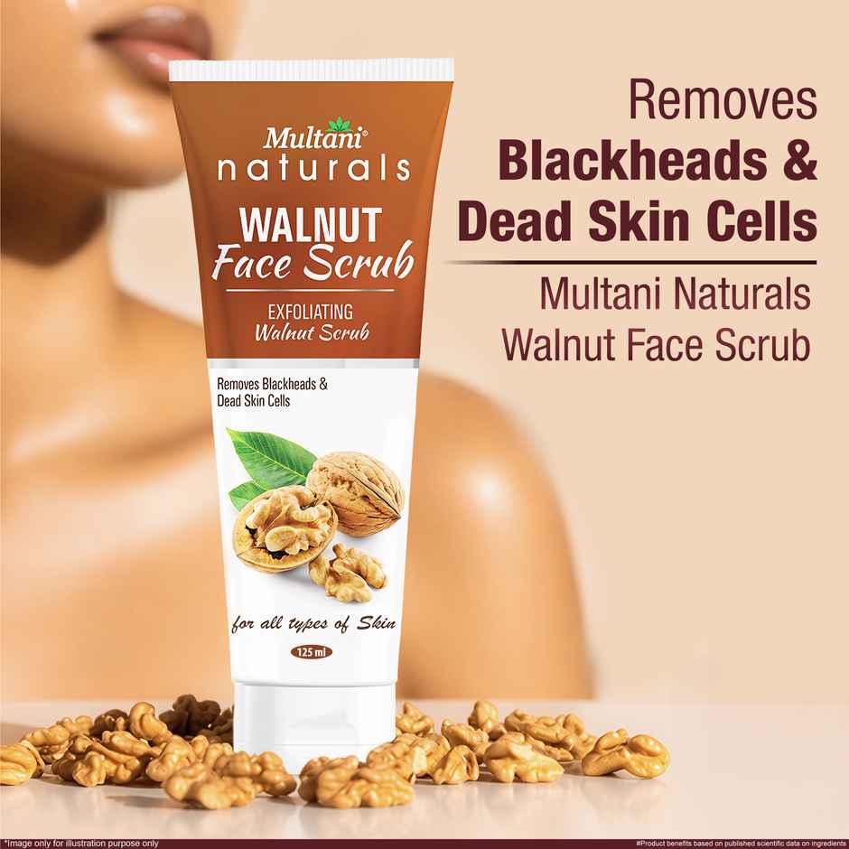 Multani Naturals Walnut Face Scrub | Removes BlackHead & Dead Skin Cells| Unclog Pores