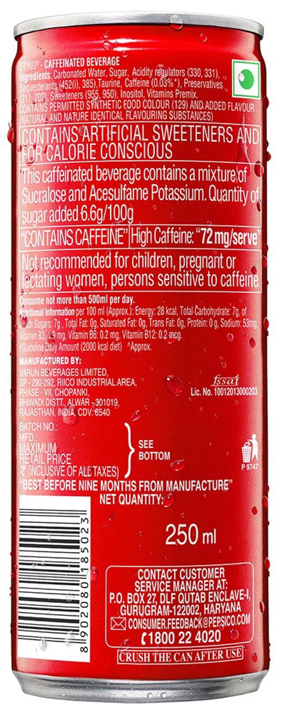 Sting Energy Drink Can 250 ml Combo