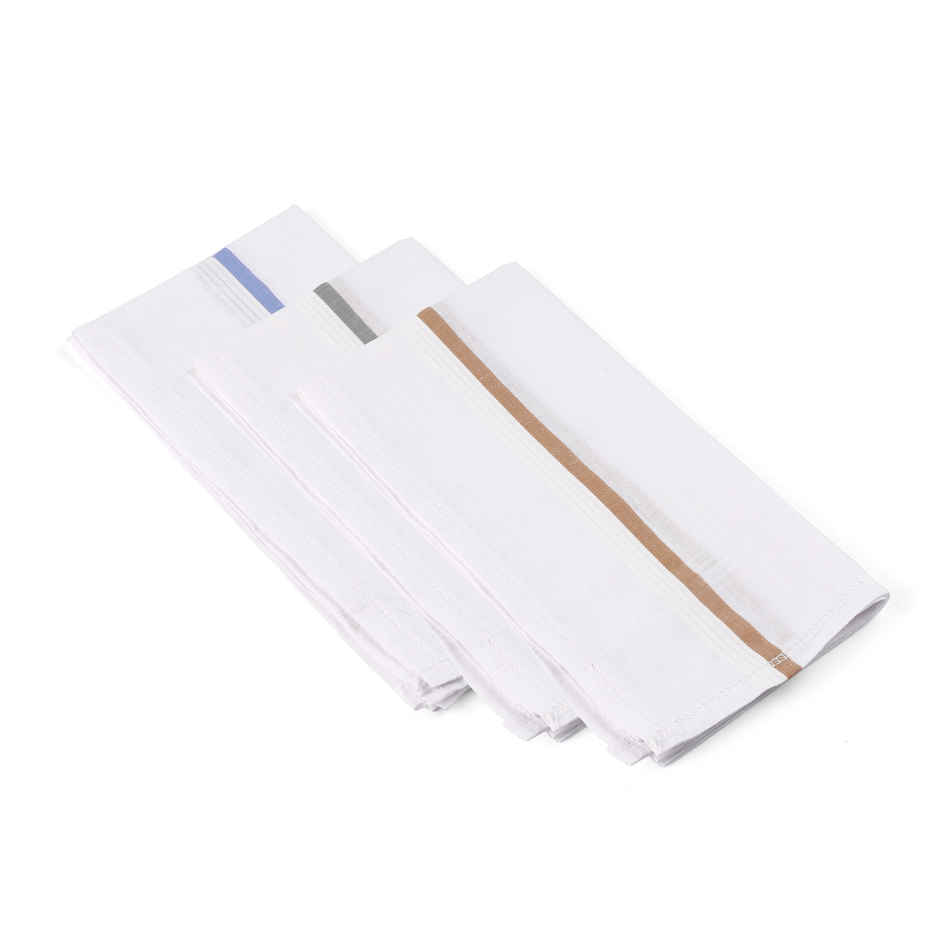 Royal Son Men's Premium Cotton Casual Handkerchief Hanky - HNYK - WT - CLR - 6P