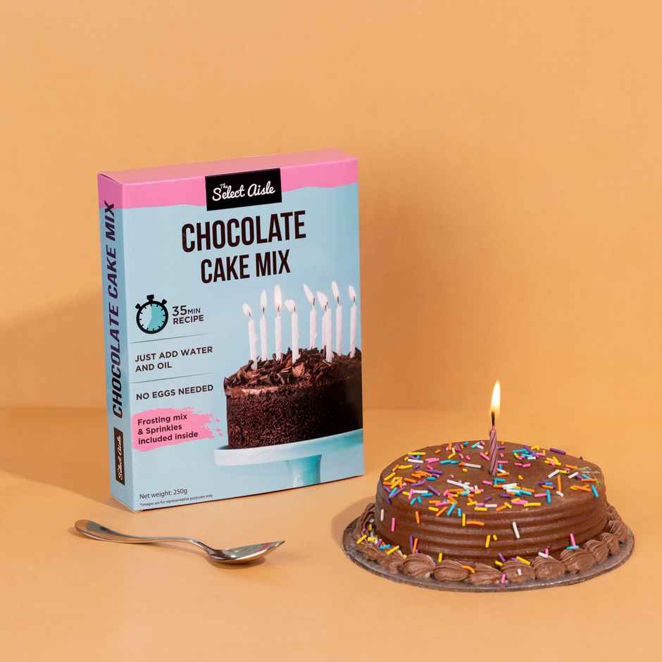 The Select Aisle Eggless Chocolate Cake Mix Including Frosting and Sprinkles | Baking Essential