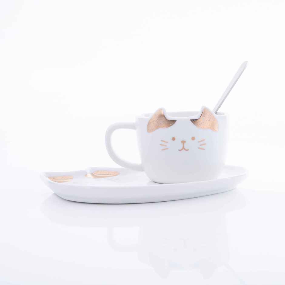 Cat Afternoon Tea Saucers Set | White | Gibox