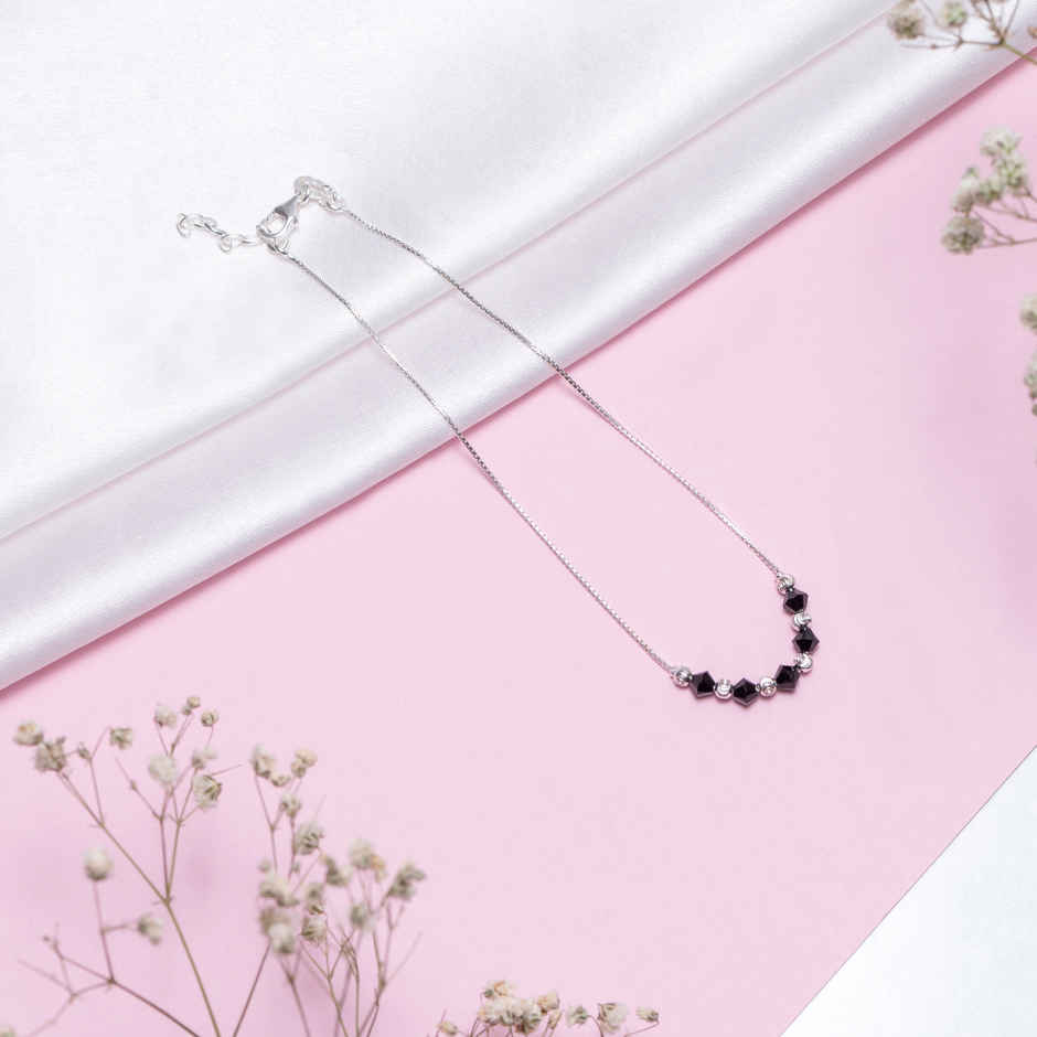 Zavya Solid Rhodium Plated 925 Sterling Silver Chain Anklet