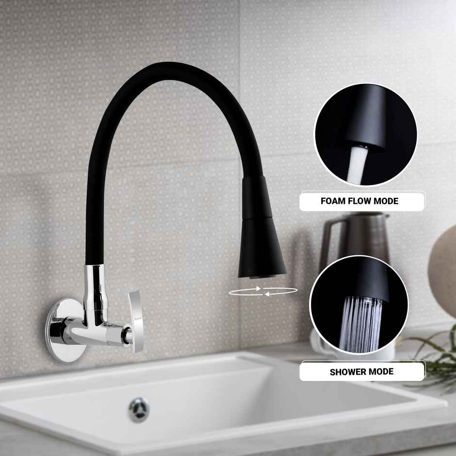 Kamal Flexible Sink Faucet Vista - Flexo Play | 360 Degree Flexible Spout | Dual Flow Pattern Show