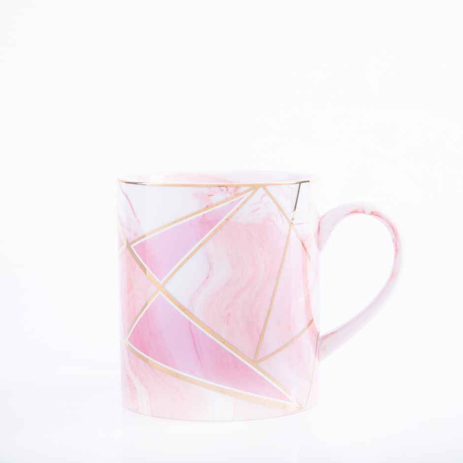 Coffee Mug Marble And Gold Rim- Pink | Gibox