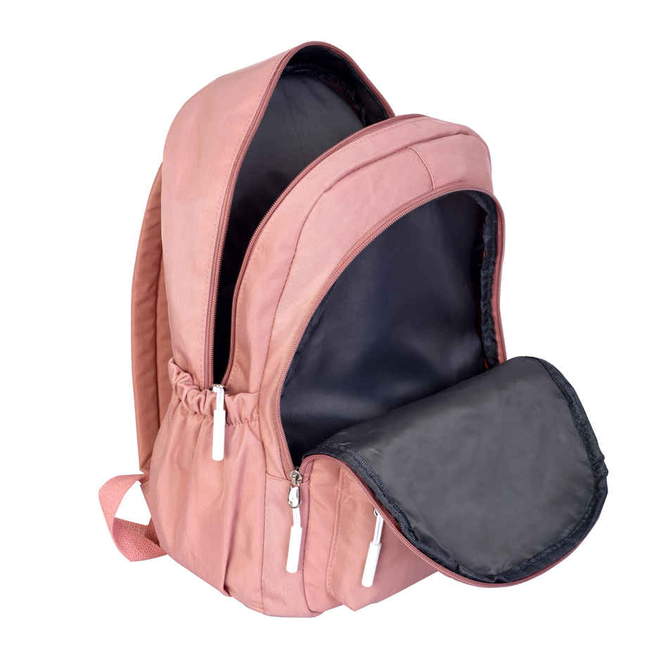 Lino Perros Pacman Pink Backpack (1pc) & Trajectory Travel Neck Pillow Memory Foam 3 In 1 Combo With Eye Mask And Carry Bag | Grey And Black (1pc) & Craloft Polyester Passport Holder Bag | Passport Wallet Pouch Cover | Unisex | Black (1pc) Combo