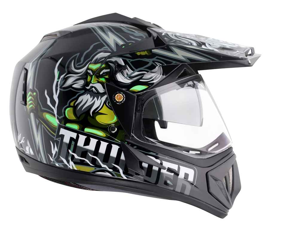 Vega Off Road D/V Thunder Lightweight Full Helmet- Black Grey - M