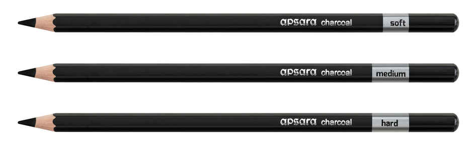 Apsara Charcoal Pencils, Hex shape & Superior lead quality - Set of 3 pencils