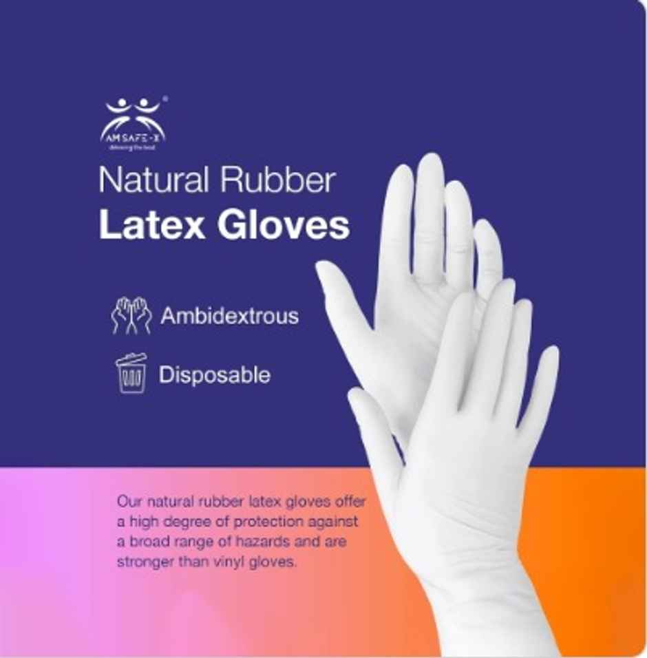Am Safe X Disposable Gloves Latex | White - Medium