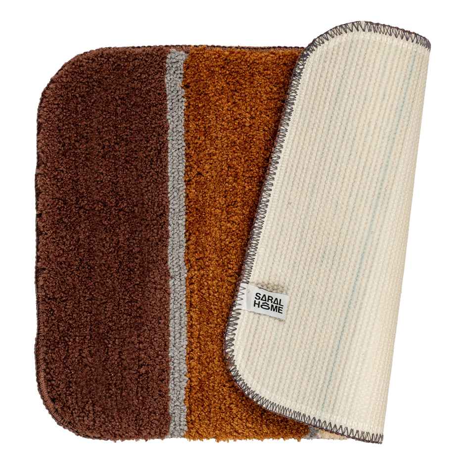 Saral Home TRIS Microfiber Anti-Skid Bath Mats | 35 x 50 cm | Brown