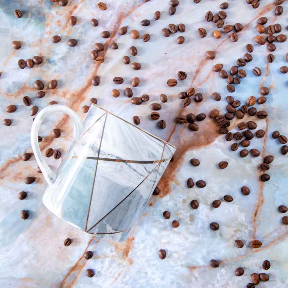 Coffee Mug Marble And Gold Rim | Gray | Gibox