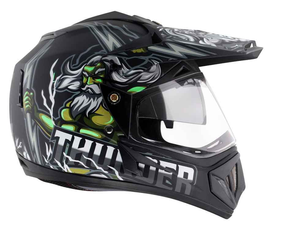 Vega Off Road D/V Thunder Lightweight Full Helmet- Dull Black Grey - L