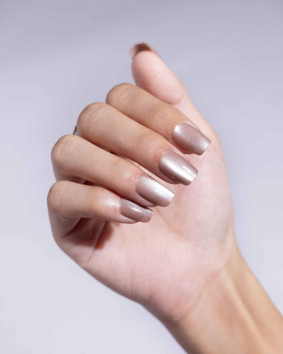 Pep Nails Bruna Medium Coffin Brown Cat Eye Reusable Press On Nails | 30 Nail Tips