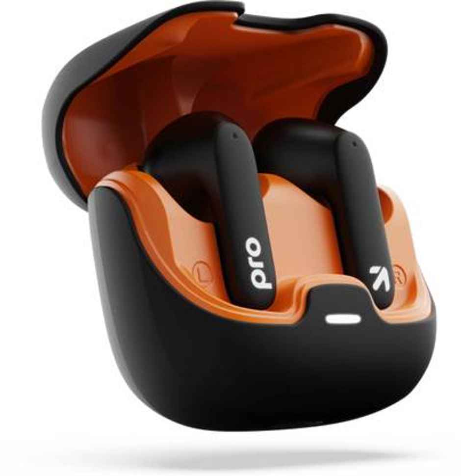 GOBOULT Z40 Pro TWS Earbuds with 100H Playtime,Quad Mic ENC,45ms Low Latency Gaming,Premium Rubber Grip Case,13mm Bass Drivers,Made in India TWS - Midnight, Black