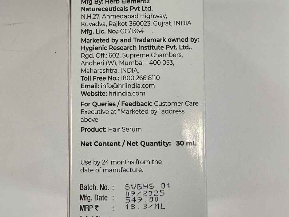 Streax Vitagrowth Hair Serum with 3% Redensyl, 4% Anagain, 3% Baicapil, Biotin & Caffeine