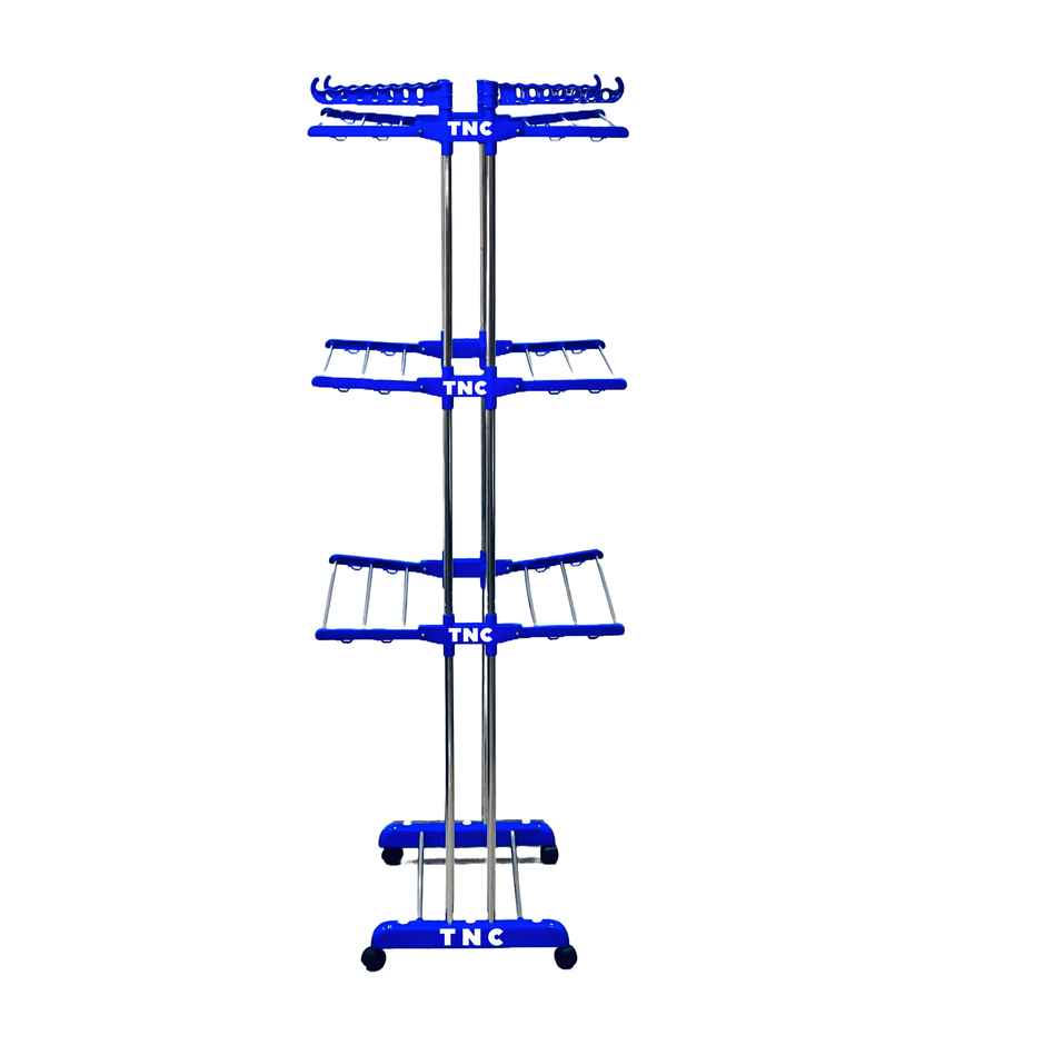 TNC Blue Double Poll 3 Tier Stainless Steel Cloth Dryer Stand