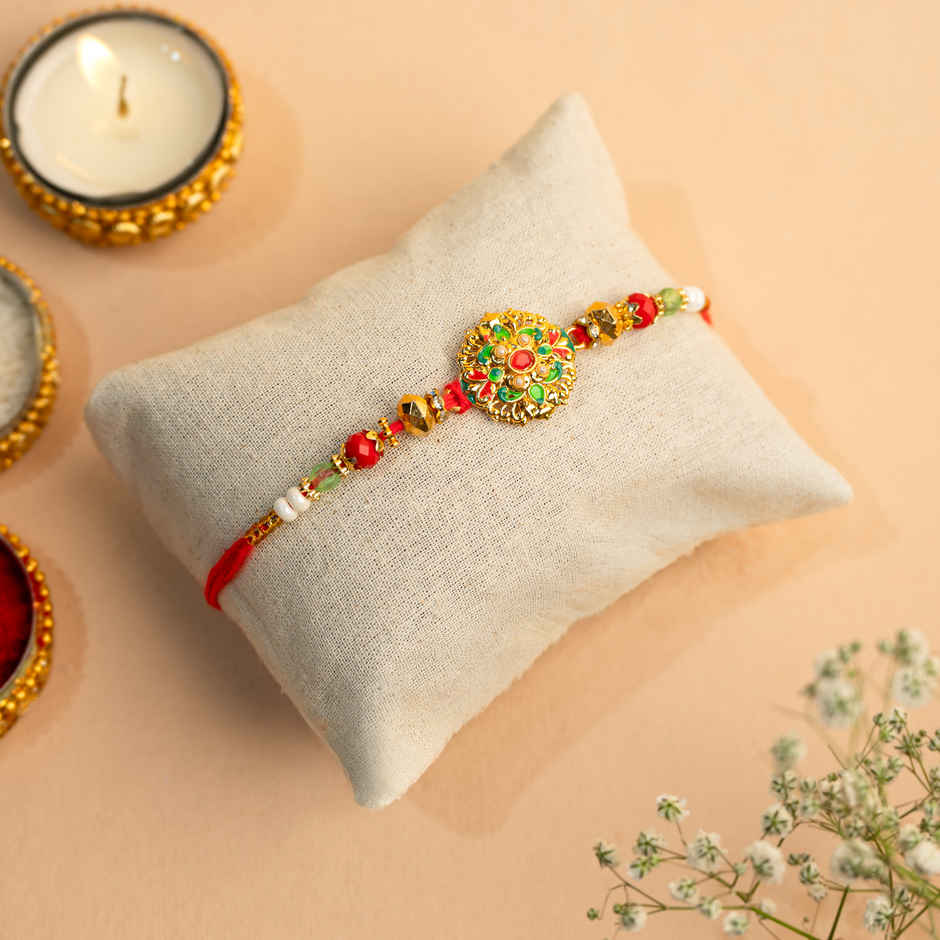Rakhi for Brother | Classic Stone-Studded Meena | Meenakari | Pack of 1 | Tomuncle