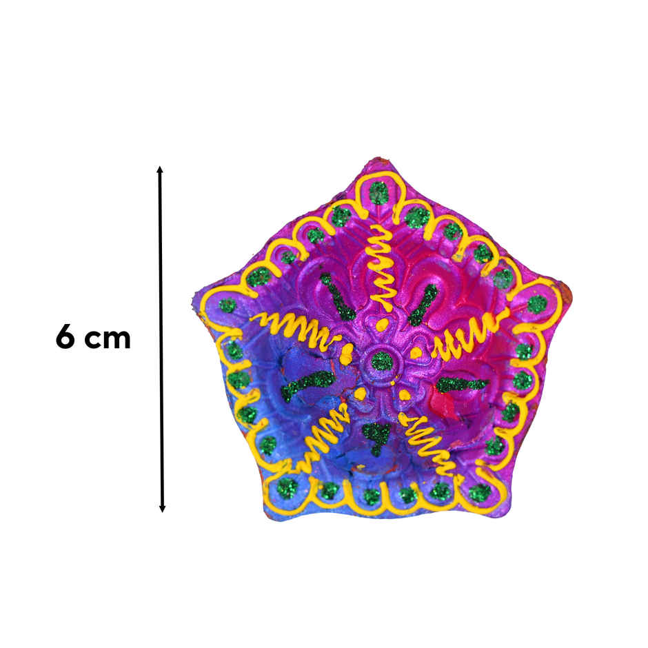 Designer Clay Diya | Pack Of 6 | Multicolour | Pan Aromas