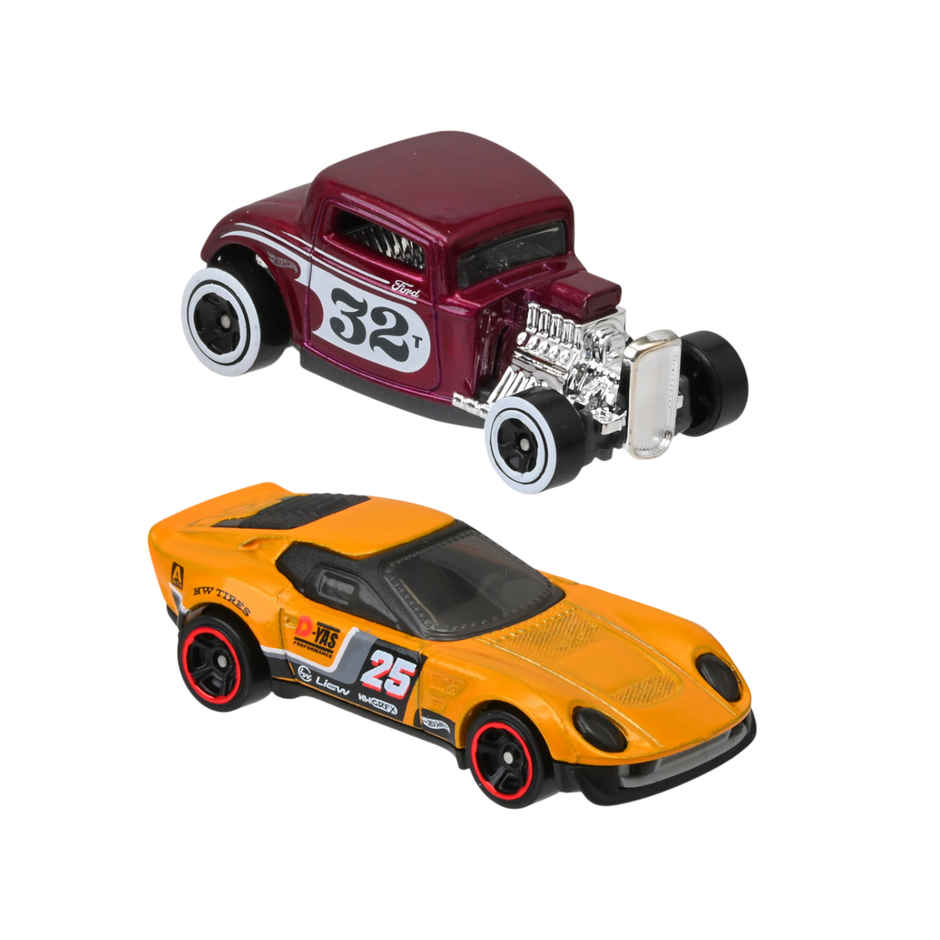 Hot Wheels 2-Car Pack of 1:64 Scale VehiclesTheme-JBK06