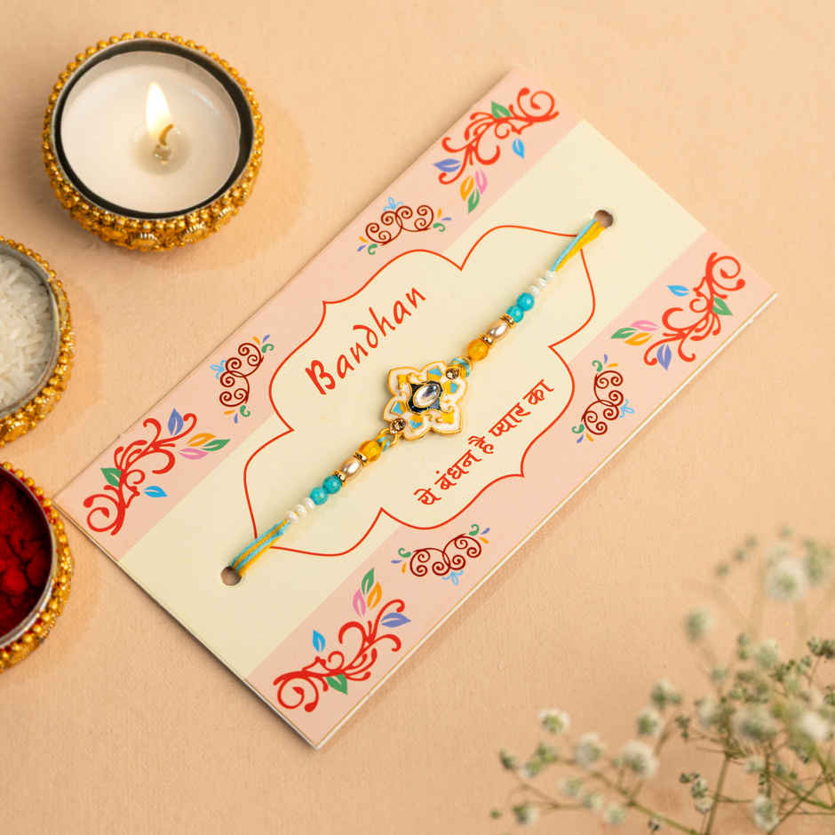 Royal Geometric Stone-Studded Rakhi for Brother | Pack of 1 | Tomuncle