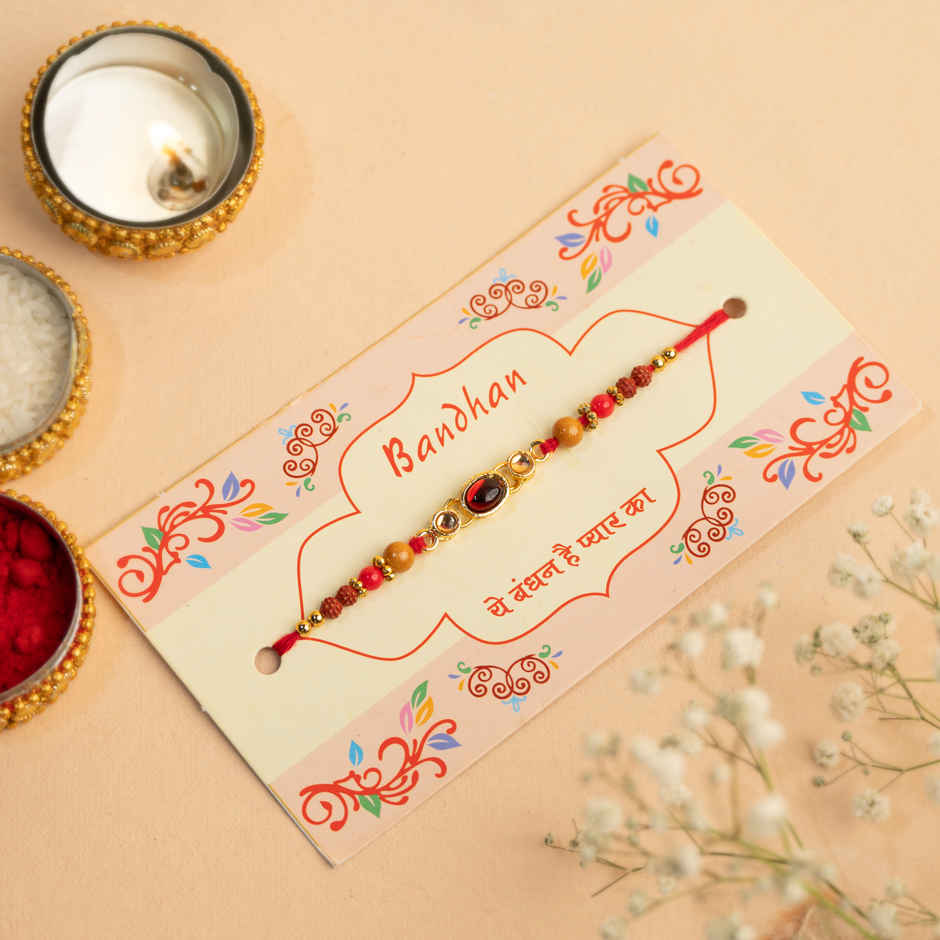 Minimalistic Rakhi Dori with Stones | Stone | Pack of 1 | Tomuncle