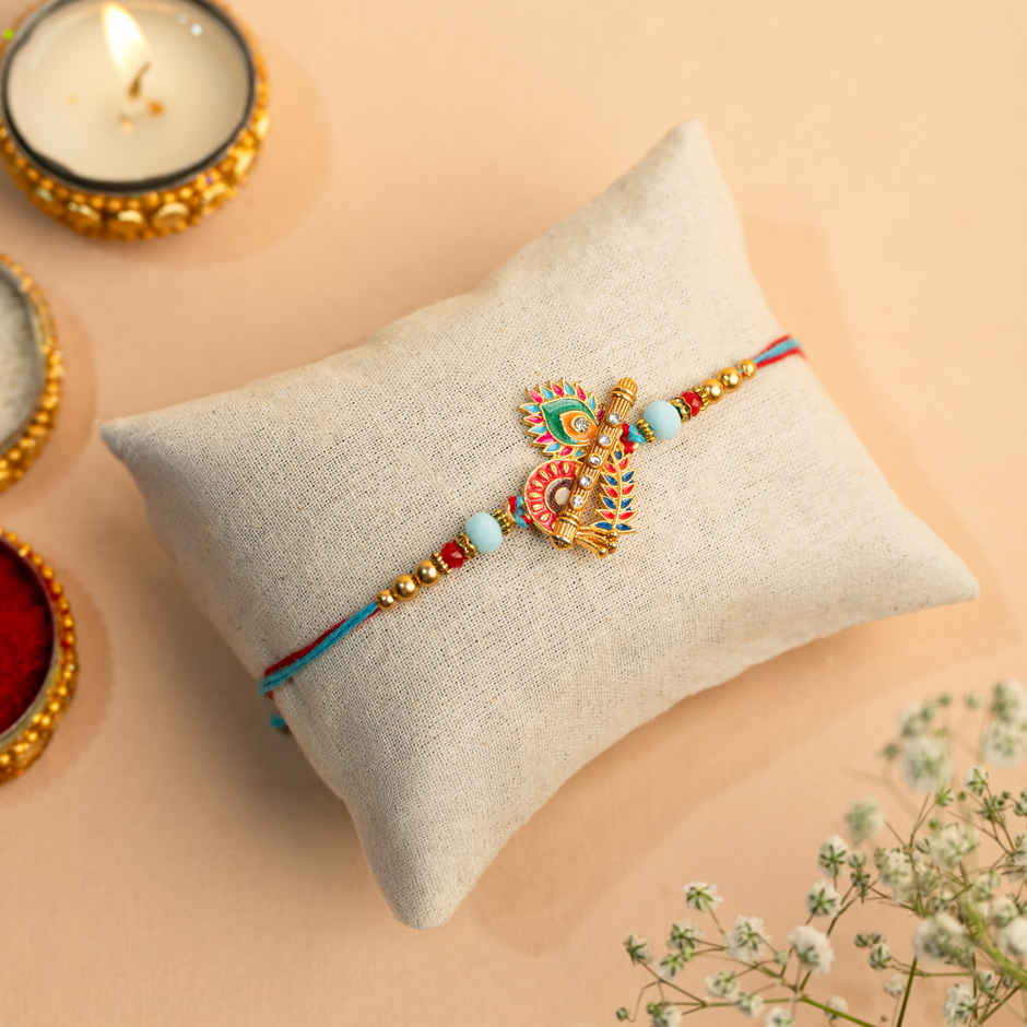 Mor Pankh Krishna Ji Rakhi | Peacock | Pack of 1 | Tomuncle