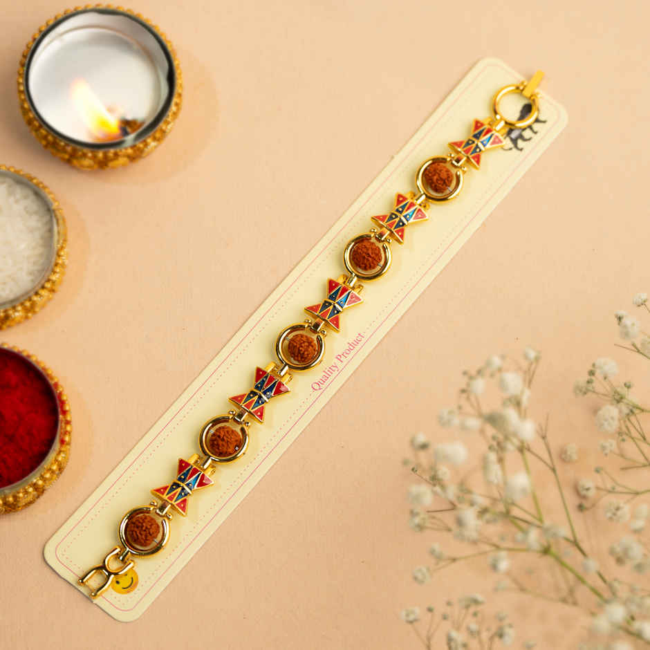 Traditional Rudraksha Bracelet Rakhi for Brother | Pack of 1 | Tomuncle