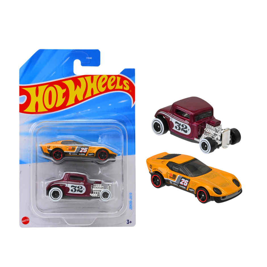 Hot Wheels 2-Car Pack of 1:64 Scale VehiclesTheme-JBK06