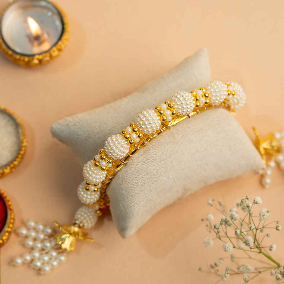 Lumba Rakhi for Bhabhi and Sister | with Roli Chawal | Pack of 1 | Tied Ribbons