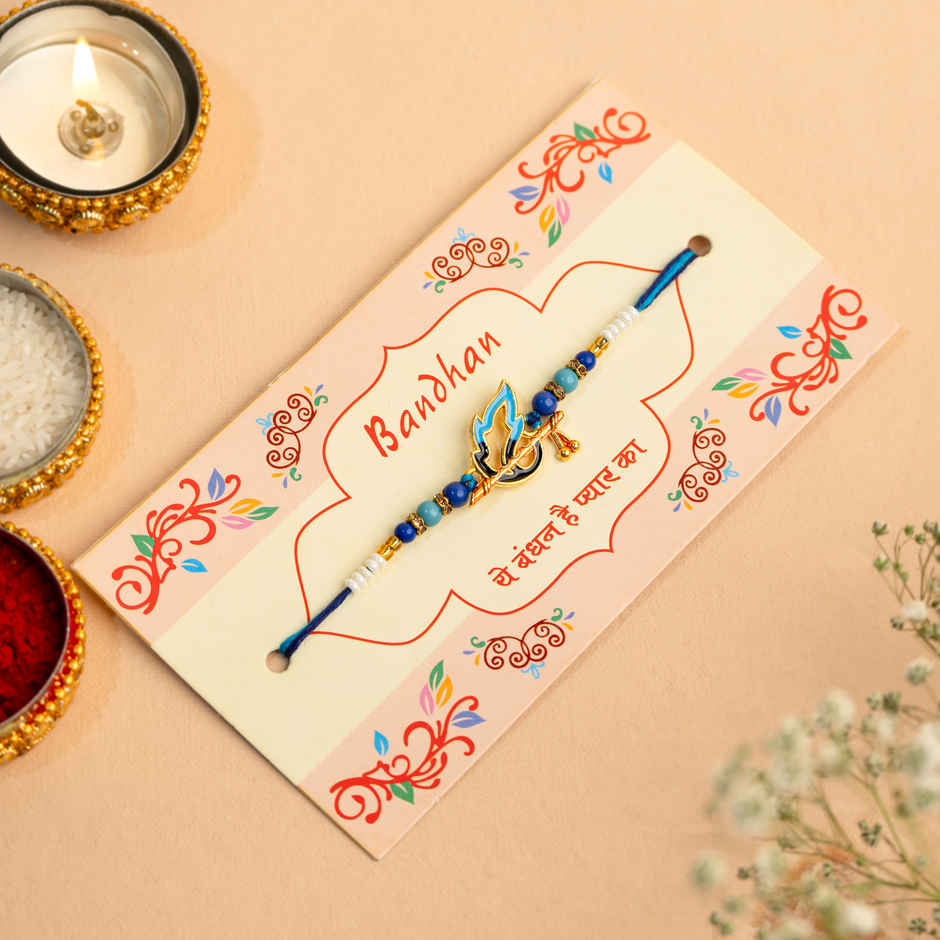 Rakhi for Brother | Krishna Mor Pankh & Bansuri | Peacock | Pack of 1 | Tomuncle