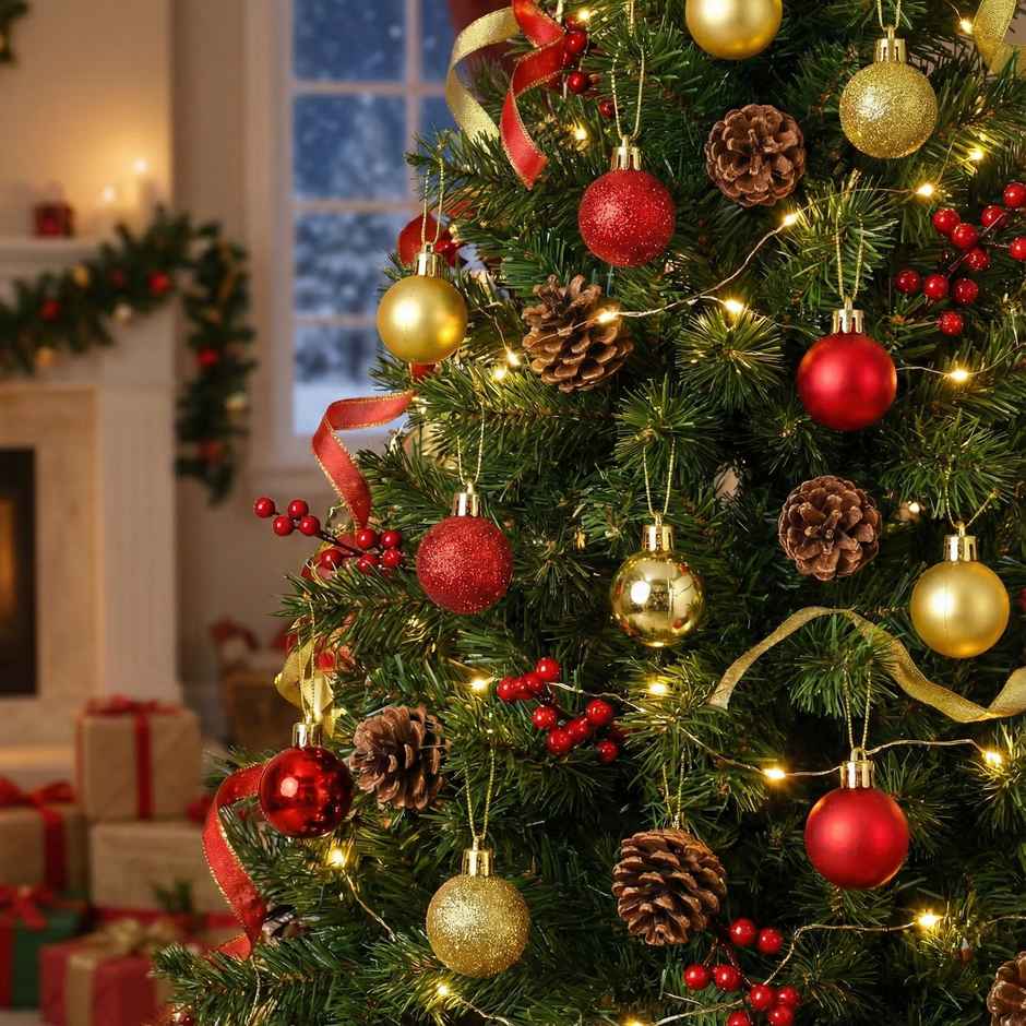 Christmas Tree Hanging Golden Balls | 3 cm | Classic Tree Decor | Mad Over Print