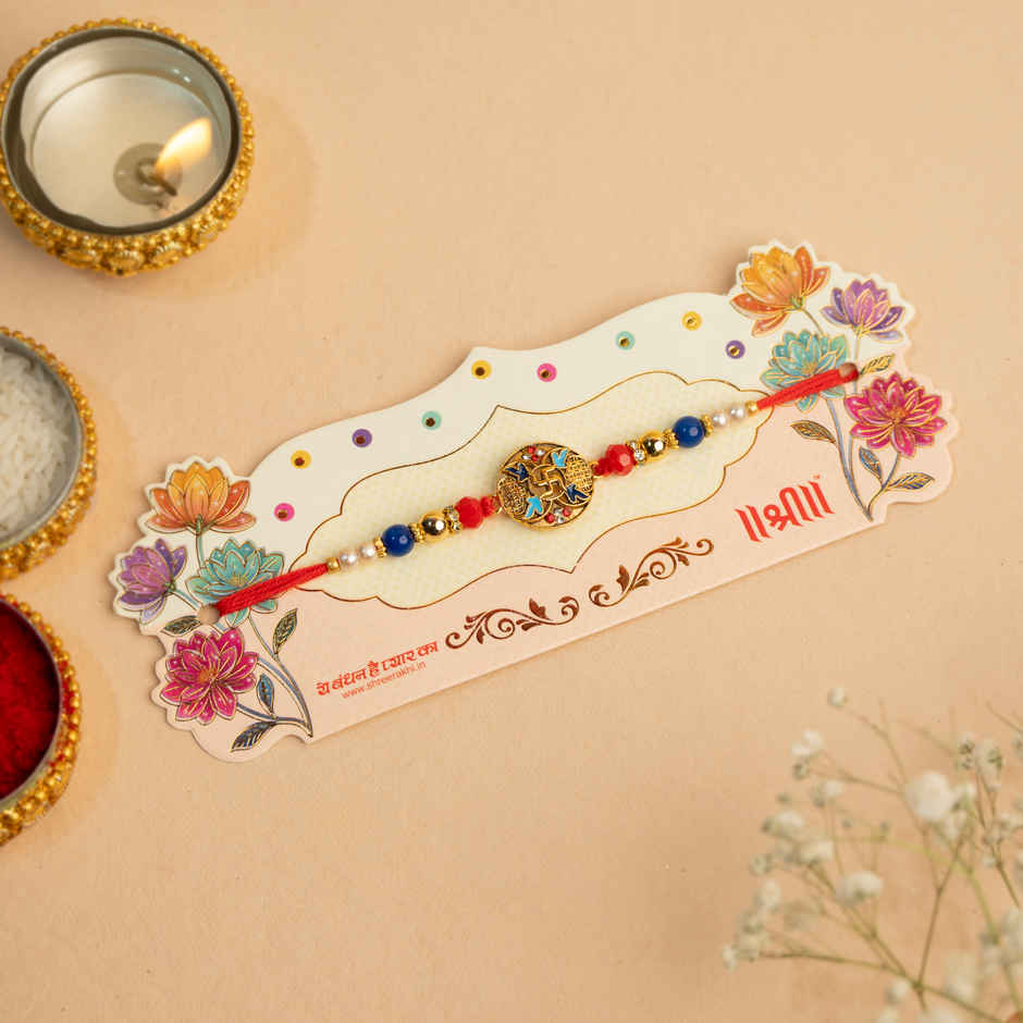 Rakhi for Brother | Swastik | Stone | Pack of 1 | Shree Rakhi