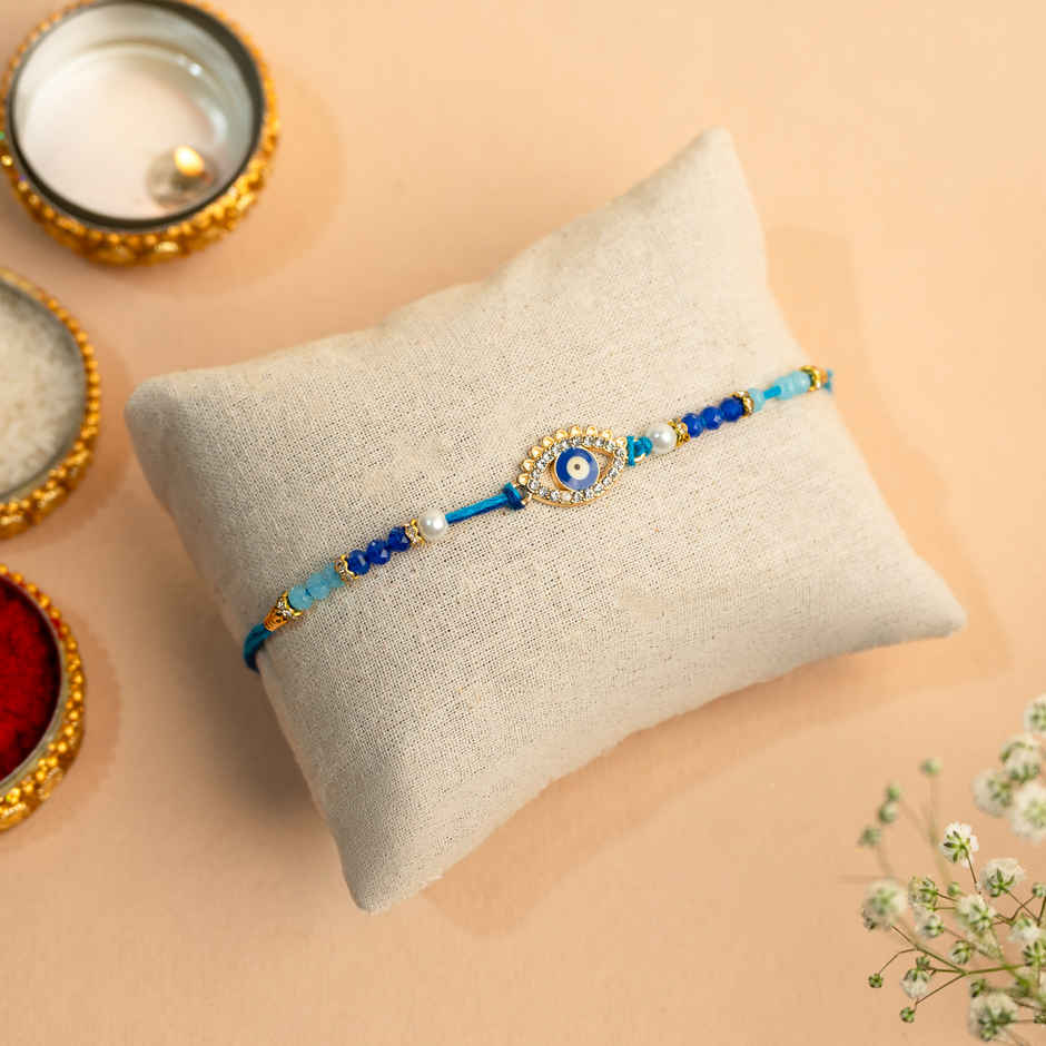 Rakhi for Brother | Evil Eye Blue Beads | Pack of 1 | Tomuncle