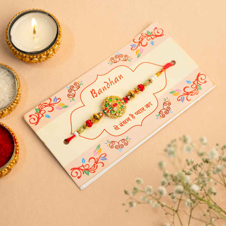 Rakhi for Brother | Classic Stone-Studded Meena | Meenakari | Pack of 1 | Tomuncle