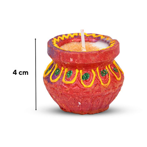 Wax Filled Deep Handi Clay Diyas | Assorted | Pack Of 7 | Designer Clay Diya | Pan Aromas