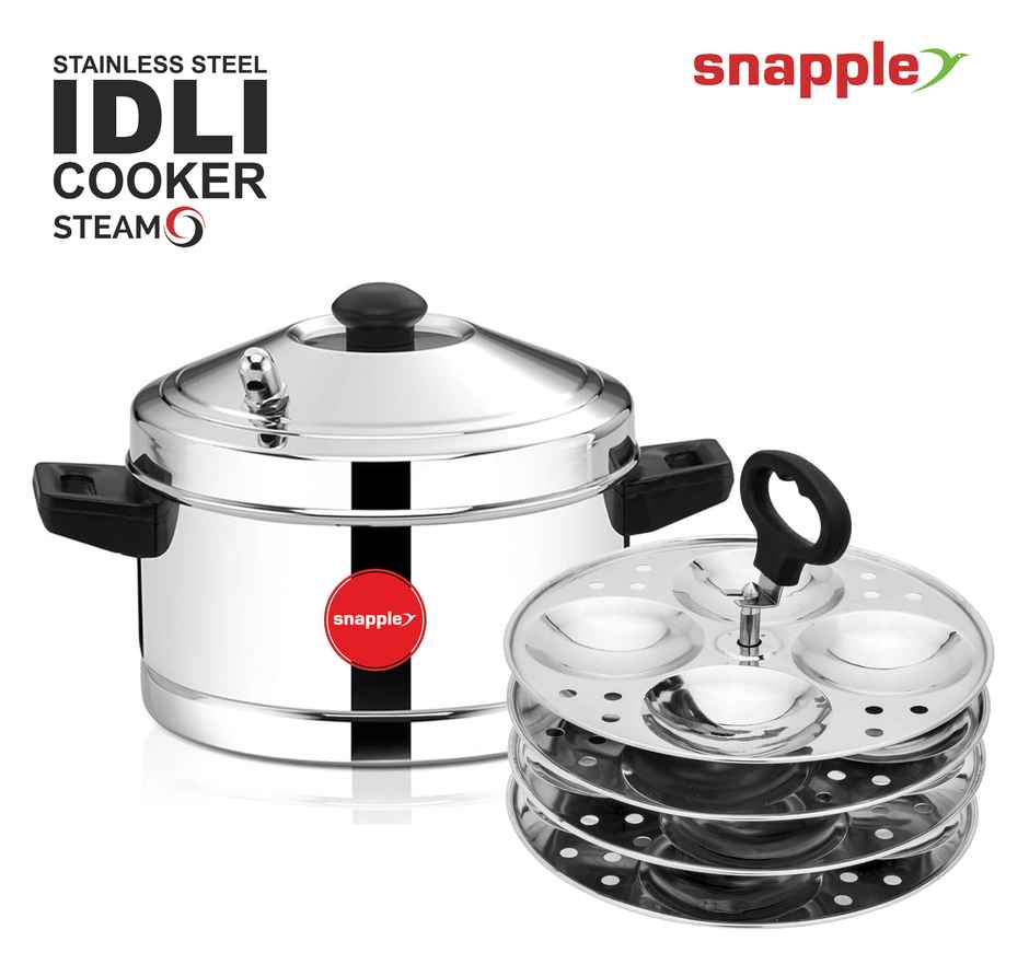 Snapple SteamO Idly Maker | 4 Plate | Gas & Induction Compatible | Induction Bottom