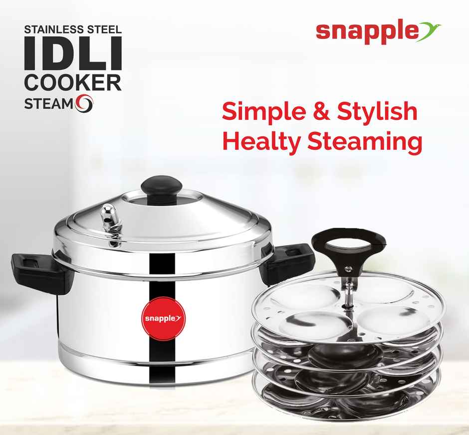 Snapple SteamO Idly Maker | 4 Plate | Gas & Induction Compatible | Induction Bottom